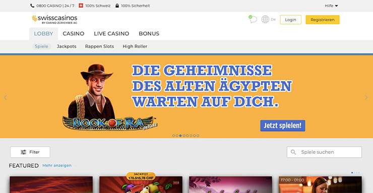 Vorschaubild Swiss Casinos Startseite
